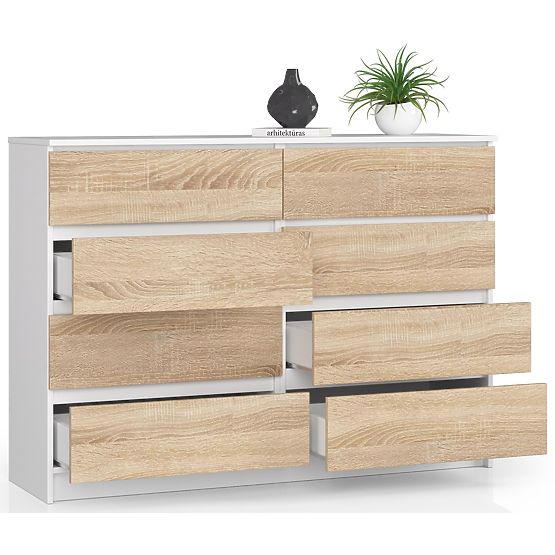 KOMODA K140 8SZ CLP PK BIAŁA / SONOMA