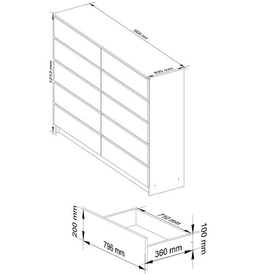KOMODA K160 10SZ CLP PK BIAŁY POŁYSK