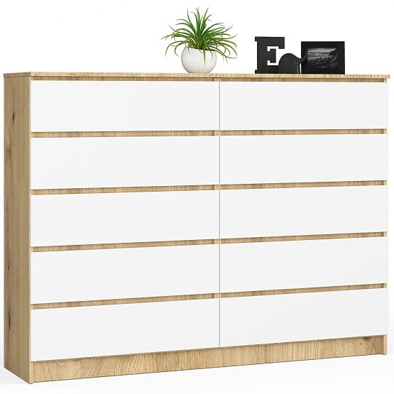 KOMODA K160 10SZ CLP PK DĄB ARTISAN / BIAŁA