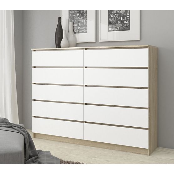 KOMODA K160 10SZ CLP PK DĄB SONOMA / BIAŁY