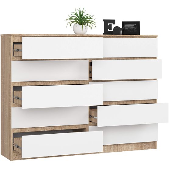 KOMODA K160 10SZ CLP PK DĄB SONOMA / BIAŁY