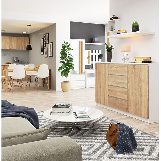 KOMODA K160 2D 4SZ CLP PK BIAŁA / SONOMA