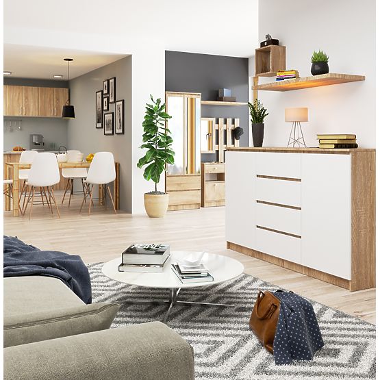 KOMODA K160 2D 4SZ CLP PK DĄB SONOMA / BIAŁA