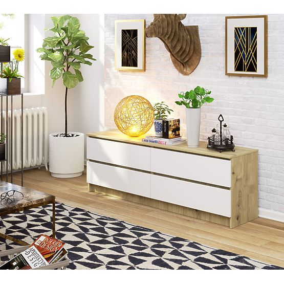 KOMODA K160 4SZ CLP PK DĄB ARTISAN / BIAŁA