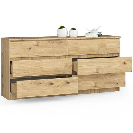 KOMODA K160 6SZ CLP DĄB ARTISAN