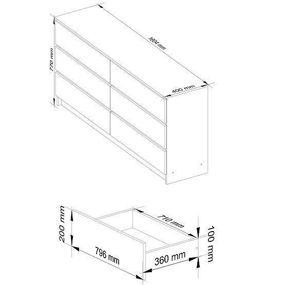 KOMODA K160 6SZ CLP PK BIAŁA