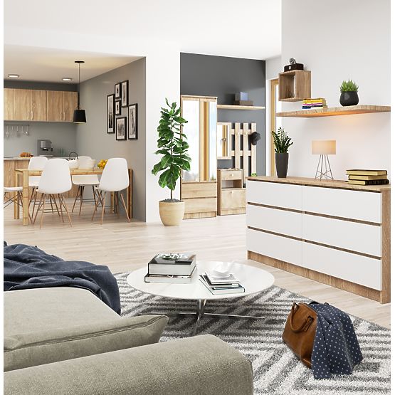 KOMODA K160 6SZ CLP PK DĄB SONOMA / BIAŁA