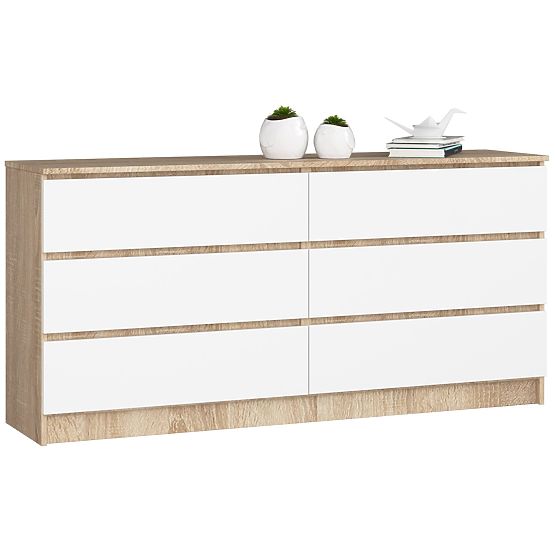 KOMODA K160 6SZ CLP PK DĄB SONOMA / BIAŁA