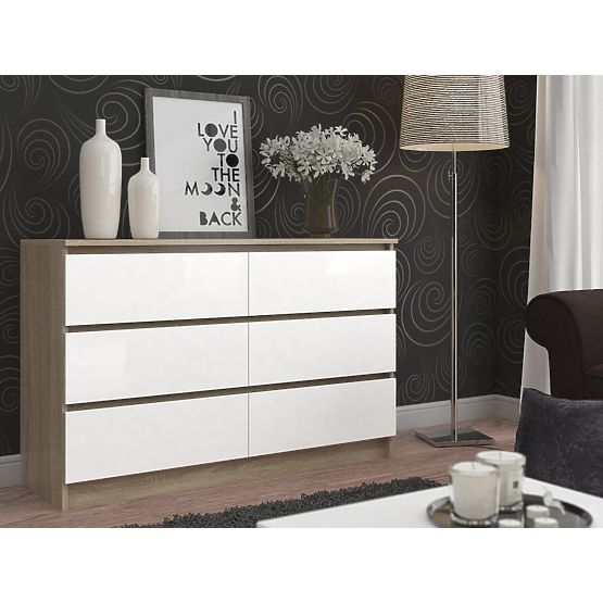 KOMODA K160 6SZ CLP PK DĄB SONOMA / BIAŁA