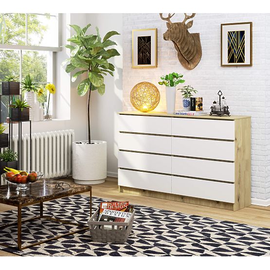 KOMODA K160 8SZ CLP DĄB ARTISAN / BIAŁA