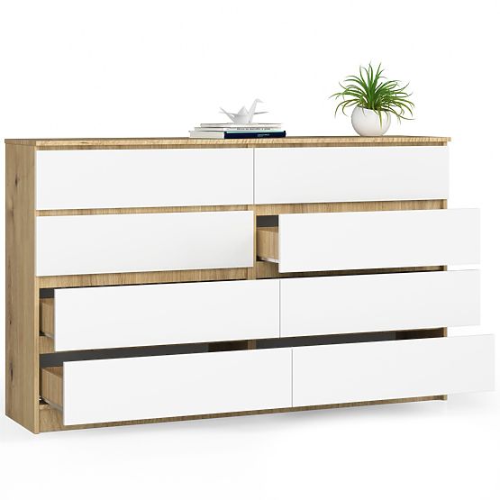 KOMODA K160 8SZ CLP DĄB ARTISAN / BIAŁA