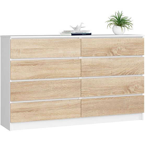 KOMODA K160 8SZ CLP PK BIAŁA / DĄB SONOMA