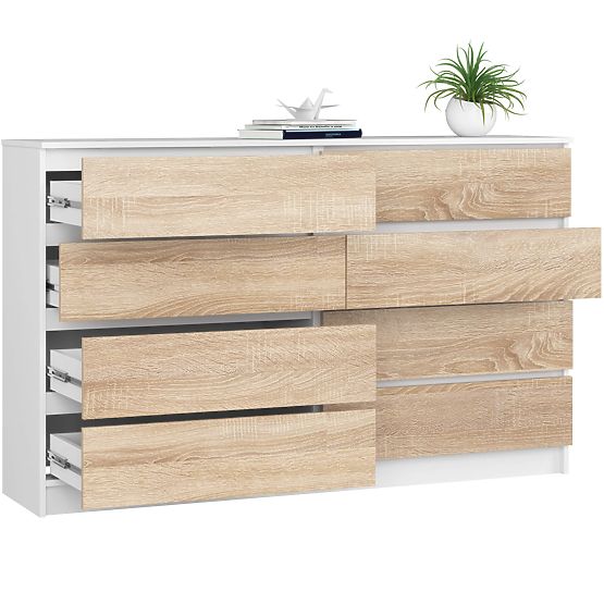 KOMODA K160 8SZ CLP PK BIAŁA / DĄB SONOMA