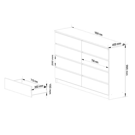 KOMODA K160 8SZ CLP PK DĄB SONOMA