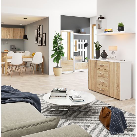 KOMODA K45 PK BIAŁA / DĄB SONOMA