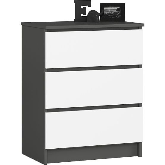 KOMODA K60 3SZ CLP GRAFIT SZARY / BIAŁY