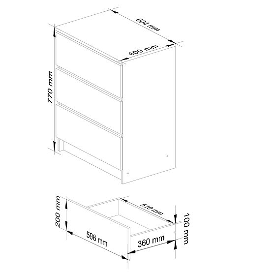KOMODA K60 3SZ CLP PK DĄB CRAFT