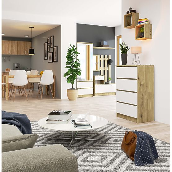 KOMODA K60 4SZ PK DĄB ARTISAN / BIAŁA