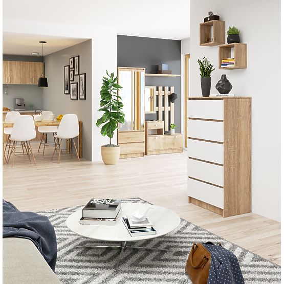 KOMODA K60 5SZ CLP PK DĄB SONOMA / BIAŁA