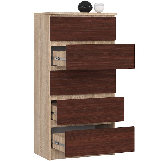 KOMODA K60 5SZ CLP PK DĄB SONOMA / WENGE