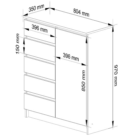 KOMODA K80 1D 5SZ PK BIAŁA