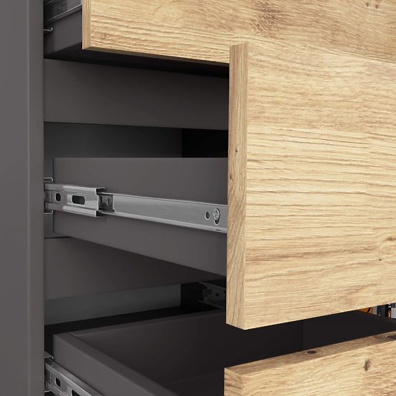 KOMODA K80 1D 5SZ PK GRAFIT SZARY / DĄB ARTISAN