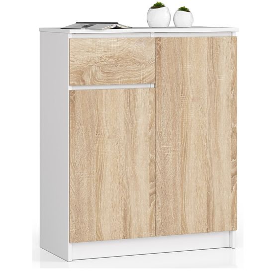 KOMODA K80 2D 1SZ CLP PK BIAŁA / DĄB SONOMA