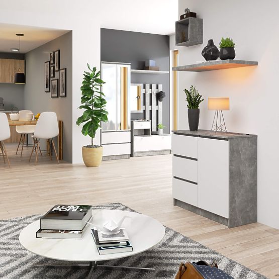 KOMODA K80 JERRY 1D 3SZ PK BETON / BIAŁA