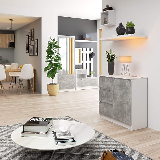 KOMODA K80 JERRY 1D 3SZ PK BIAŁA / BETON