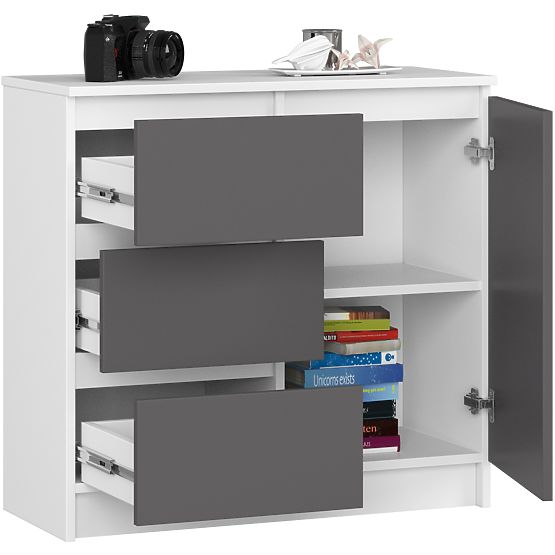 KOMODA K80 JERRY 1D 3SZ PK BIAŁA / GRAFITOWO SZARA