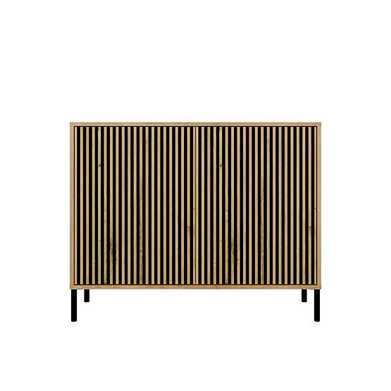 Komoda KAMARO 2D SLIM DĄB ARTISAN Żaluzjowy Front Żłobiony