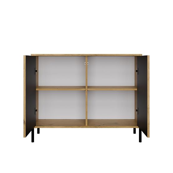 Komoda KAMARO 2D SLIM DĄB ARTISAN Żaluzjowy Front Żłobiony