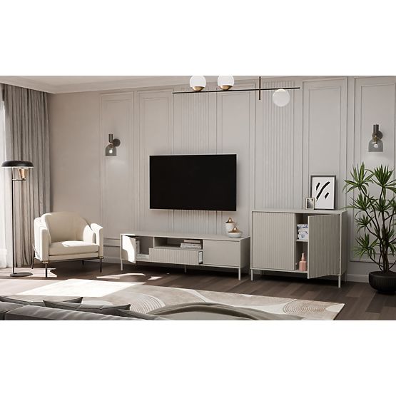 Komoda KAMARO 2D SLIM KAŠMIR Panel Frontowy Lamelowy