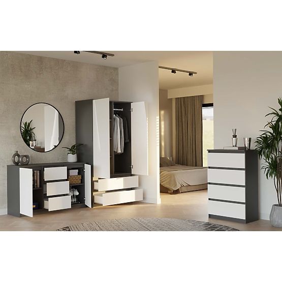 Komoda Malwa 2D3S ANTRACYT BIAŁY