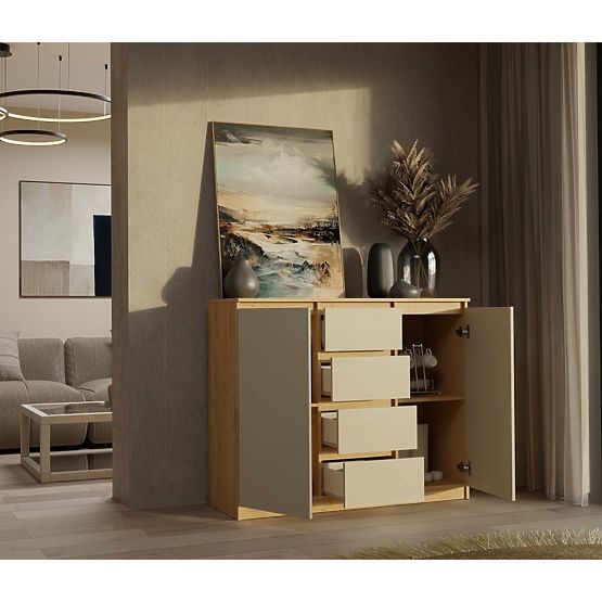 Komoda Malwa 2D4S 120 DĄB ARTISAN KASZMIR BEŻOWA