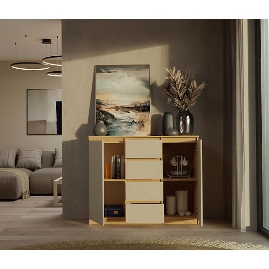 Komoda Malwa 2D4S 120 DĄB ARTISAN KASZMIR BEŻOWA