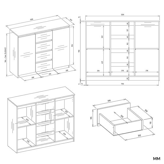 Komoda Malwa 2D4S 120 DĄB ARTISAN KASZMIR BEŻOWA