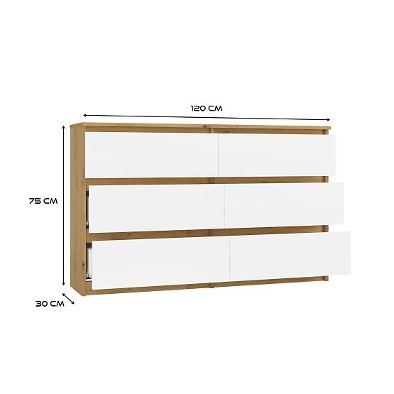 Komoda Malwa M6 120 DĄB ARTISAN BIAŁA
