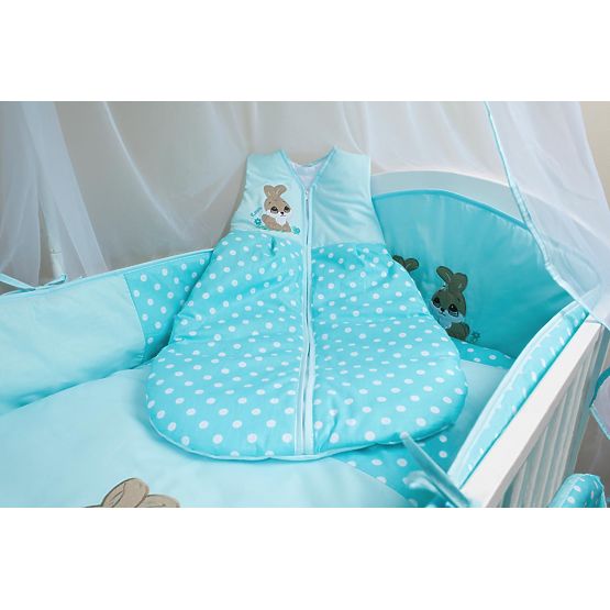 Komplet pościeli do łóżeczka 120x90cm Królik turkusowa