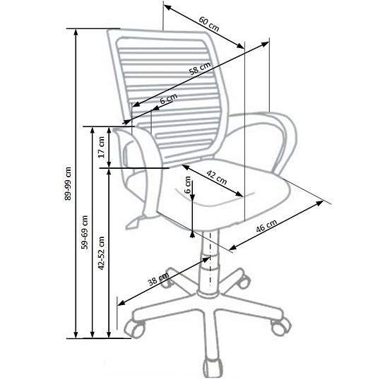 Krzesło biurowe Santana - czarno-szare