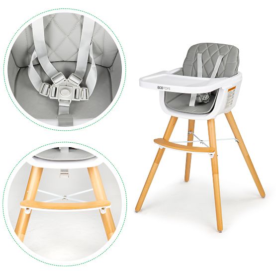 Krzesło do jadalni Olivia 2w1 - szare