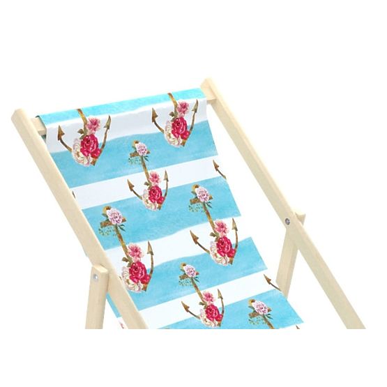 Krzesło plażowe Anchors w kwiaty - niebiesko-białe