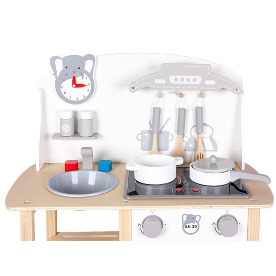 Kuchnia drewniana Sofia z efektami - szaro-biała