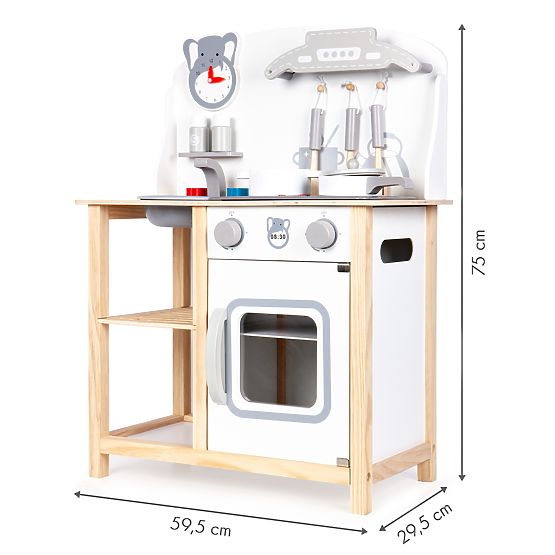 Kuchnia drewniana Sofia z efektami - szaro-biała