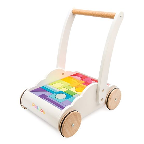 Le Toy Van Petilou Wózek z tęczowymi klockami