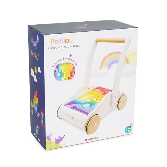 Le Toy Van Petilou Wózek z tęczowymi klockami