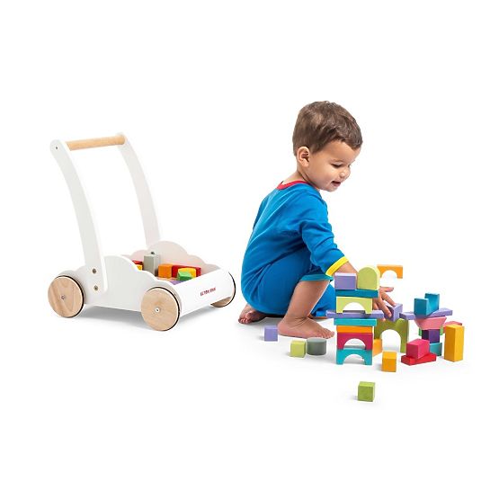 Le Toy Van Petilou Wózek z tęczowymi klockami
