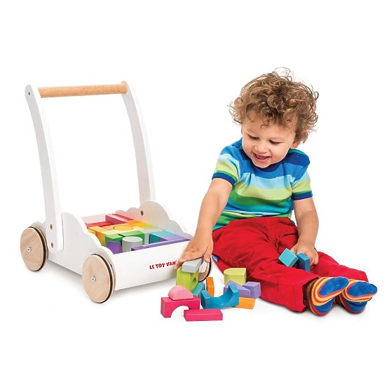 Le Toy Van Petilou Wózek z tęczowymi klockami