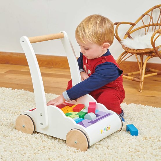 Le Toy Van Petilou Wózek z tęczowymi klockami