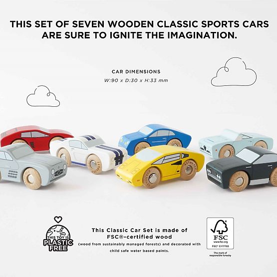 Le Toy Van Zestaw drewnianych samochodzików sportowych